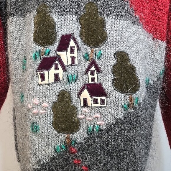 Vintage Norwegian Design Womans Small Oversized Cardigan Wool Bergen Hand Made - Picture 4 of 12